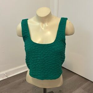 NWT Anthropologie Green Textured Crop Tank